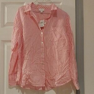 J. Jill Pink and White Striped Shirt